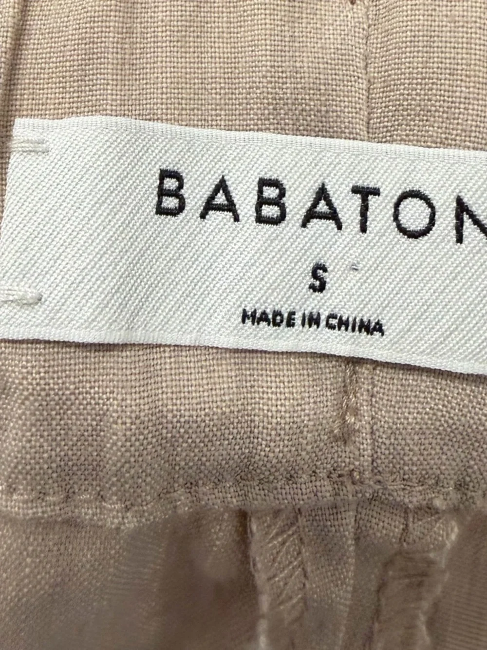 Babaton Linen Blend Drawstring Pants Beige Relaxed Minimalist Size Small